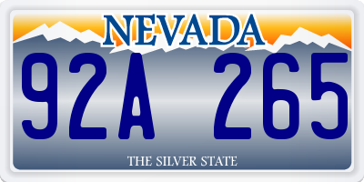 NV license plate 92A265