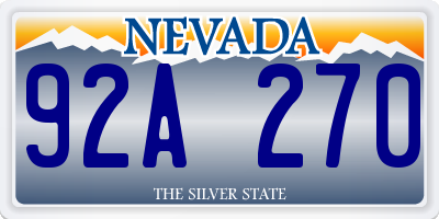 NV license plate 92A270