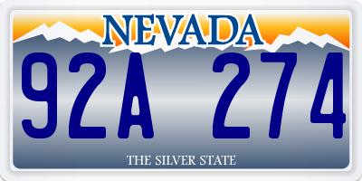 NV license plate 92A274