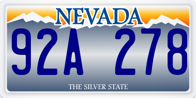 NV license plate 92A278