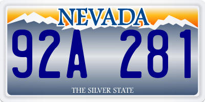 NV license plate 92A281