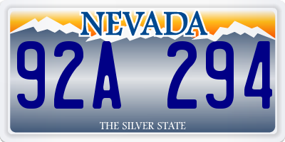 NV license plate 92A294