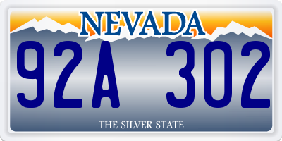 NV license plate 92A302