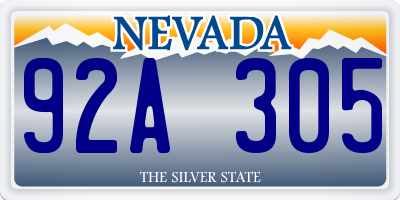 NV license plate 92A305