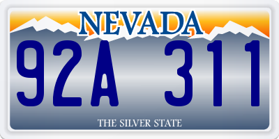 NV license plate 92A311