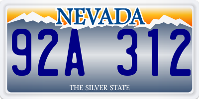 NV license plate 92A312