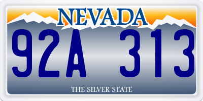NV license plate 92A313