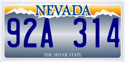 NV license plate 92A314