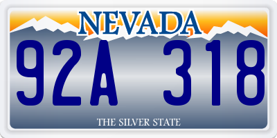 NV license plate 92A318