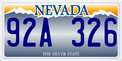 NV license plate 92A326