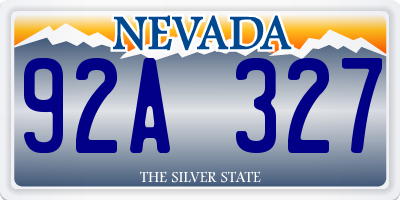 NV license plate 92A327