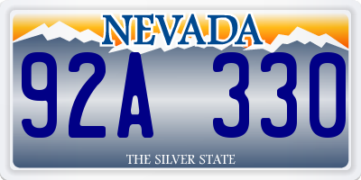 NV license plate 92A330