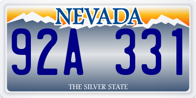 NV license plate 92A331