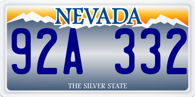 NV license plate 92A332