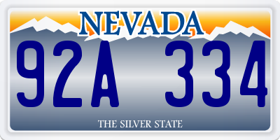 NV license plate 92A334