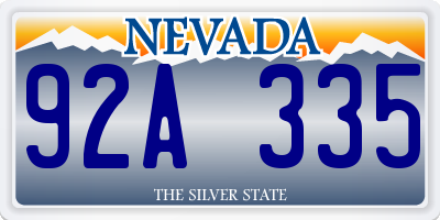 NV license plate 92A335