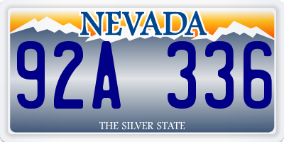 NV license plate 92A336