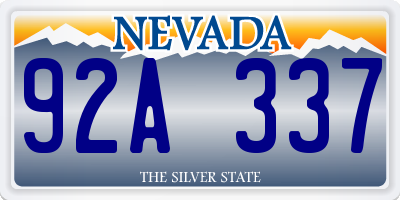 NV license plate 92A337
