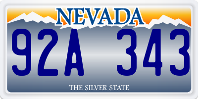 NV license plate 92A343