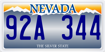 NV license plate 92A344