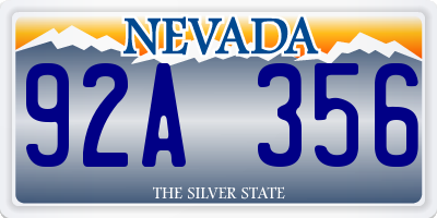 NV license plate 92A356