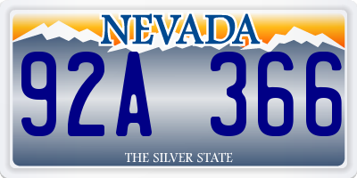 NV license plate 92A366