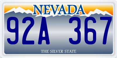 NV license plate 92A367