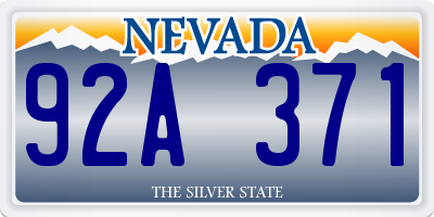 NV license plate 92A371
