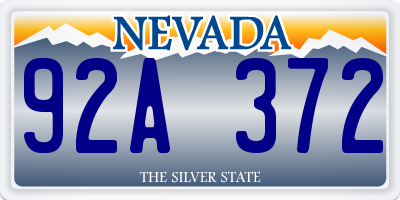 NV license plate 92A372