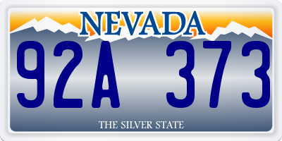 NV license plate 92A373