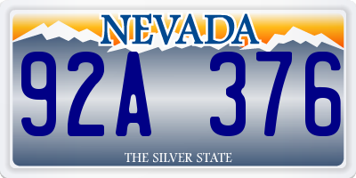 NV license plate 92A376