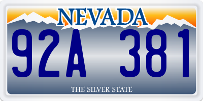 NV license plate 92A381