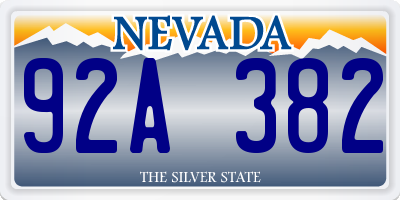 NV license plate 92A382