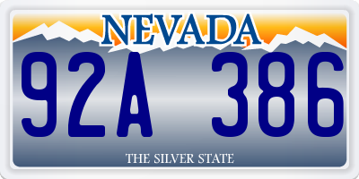 NV license plate 92A386