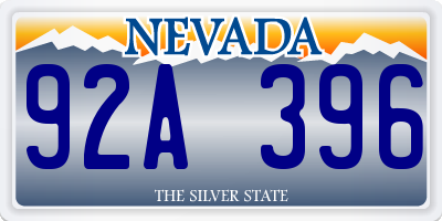 NV license plate 92A396