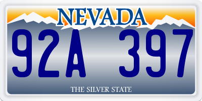 NV license plate 92A397