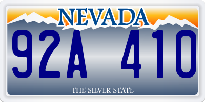 NV license plate 92A410