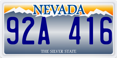 NV license plate 92A416
