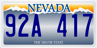 NV license plate 92A417