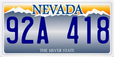 NV license plate 92A418