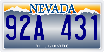 NV license plate 92A431