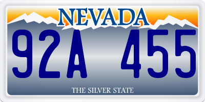 NV license plate 92A455