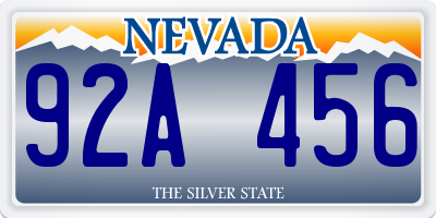 NV license plate 92A456