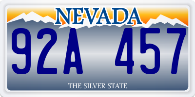 NV license plate 92A457