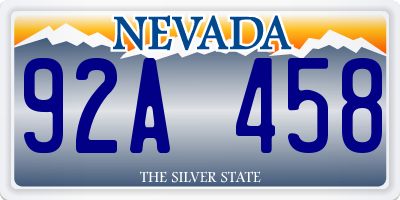 NV license plate 92A458