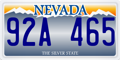 NV license plate 92A465