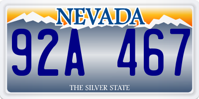 NV license plate 92A467