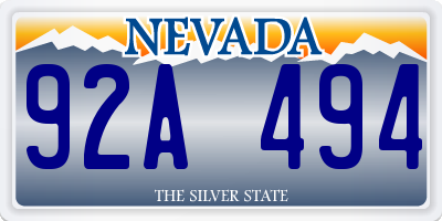 NV license plate 92A494