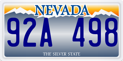 NV license plate 92A498