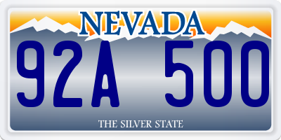 NV license plate 92A500